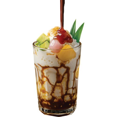 iced fruit cocktail with palm syrup